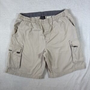 VTG OP 6 Pocket Cargo‎ Cotton Light Khaki Pullon Shorts XL Surf Grunge Skate